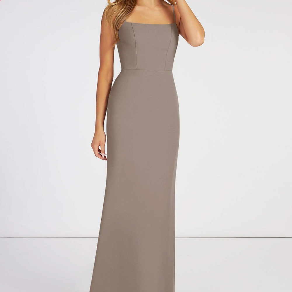 Azazie taupe neutral bridesmaid dress size 8